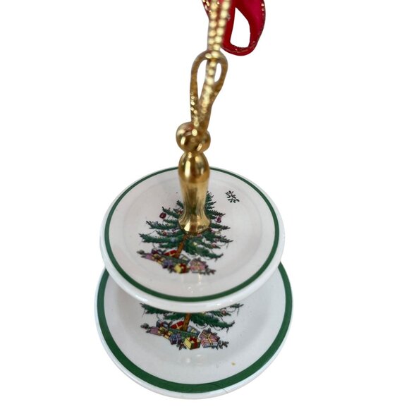 Spode Christmas Tidbit Server Ornament 2 Tier Porcelain Tree Design - Picture 4 of 6